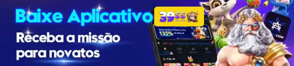 Jogador usando o app 39SS Cassino no celular e completando a missão para novatos.