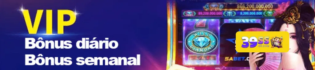Jogador recebendo bônus diário VIP no 39SS Cassino. Title: VIP Bônus Diário no 39SS Cassino
